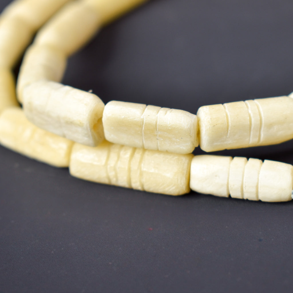 Carved Bone Beads White Nigeria