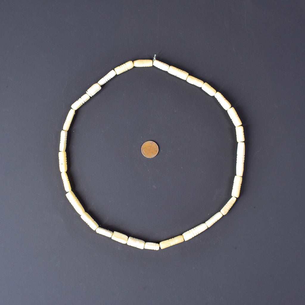 Carved Bone Beads White Nigeria