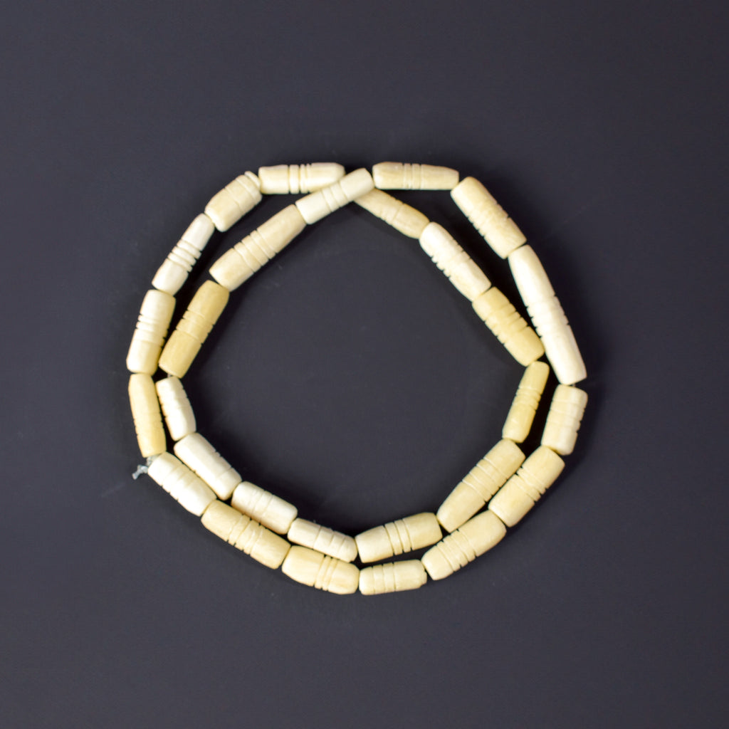Carved Bone Beads White Nigeria