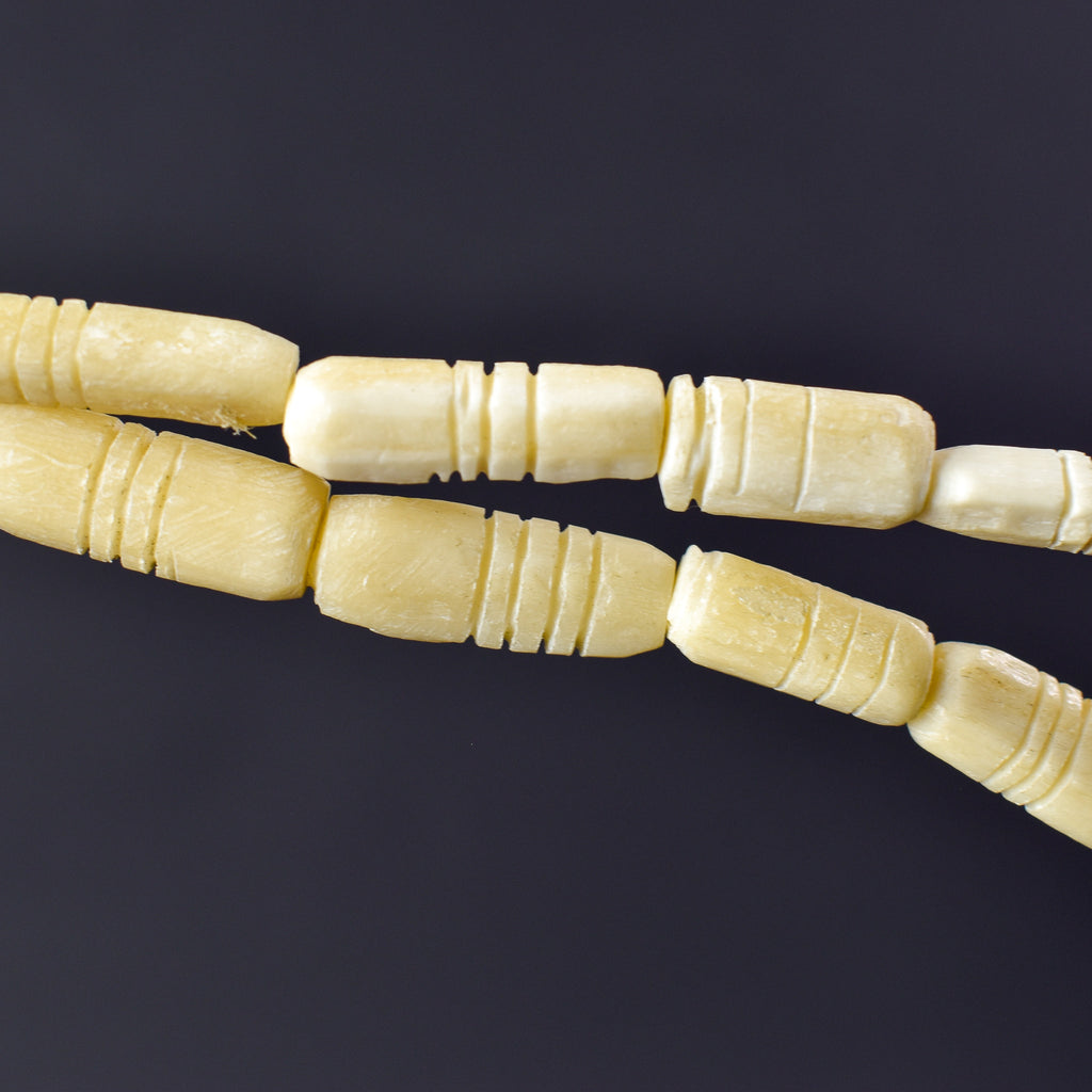 Carved Bone Beads White Nigeria