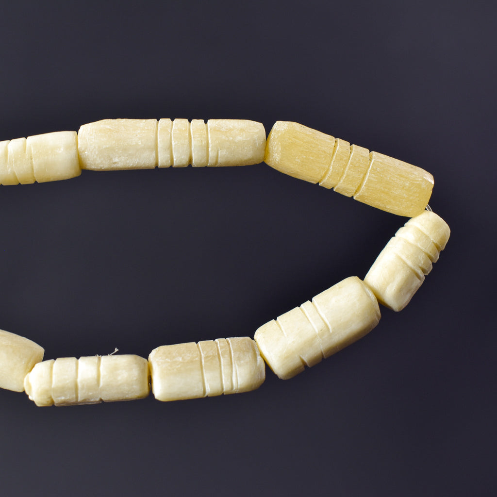 Carved Bone Beads White Nigeria