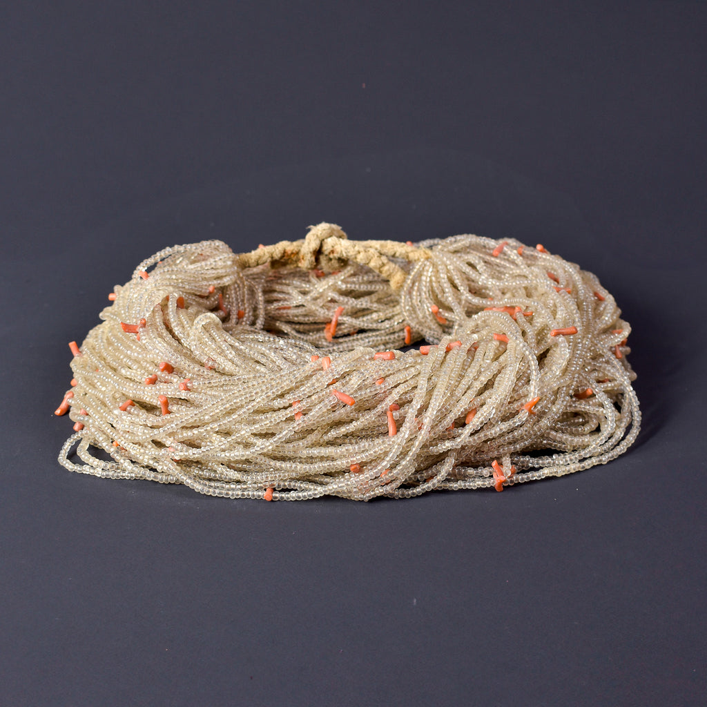 Baule Tamba Clear and Coral Seed Beads Necklace