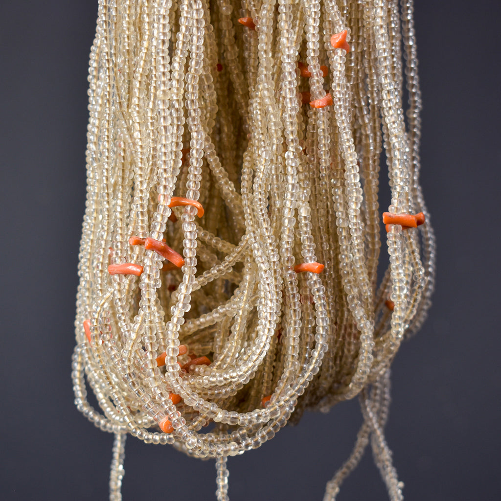 Baule Tamba Clear and Coral Seed Beads Necklace