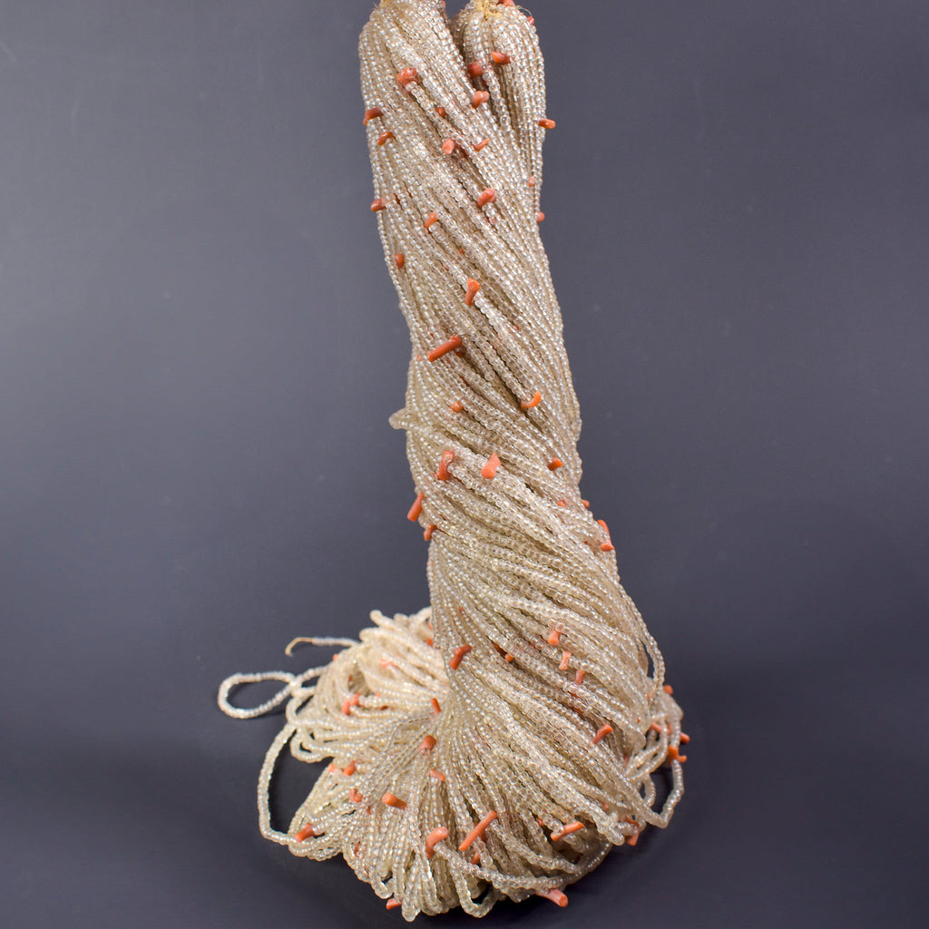 Baule Tamba Clear and Coral Seed Beads Necklace