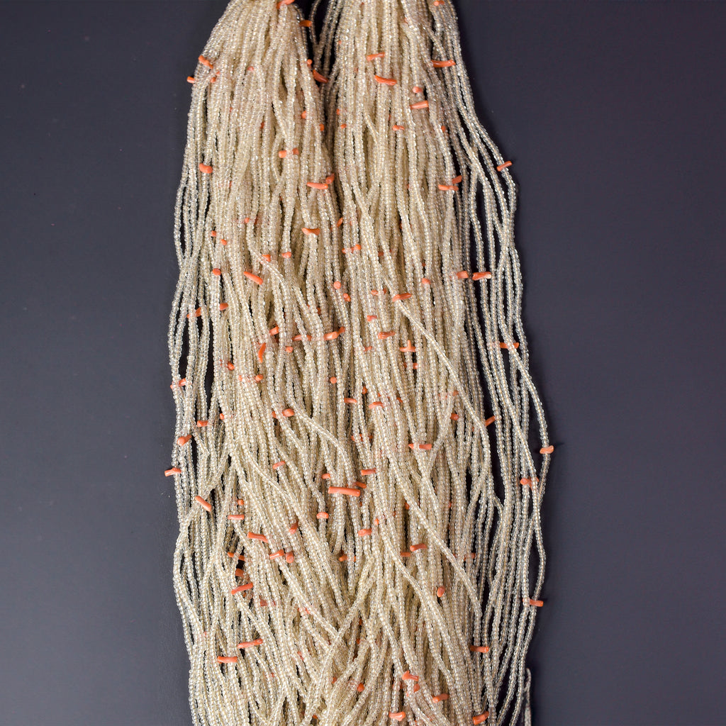 Baule Tamba Clear and Coral Seed Beads Necklace