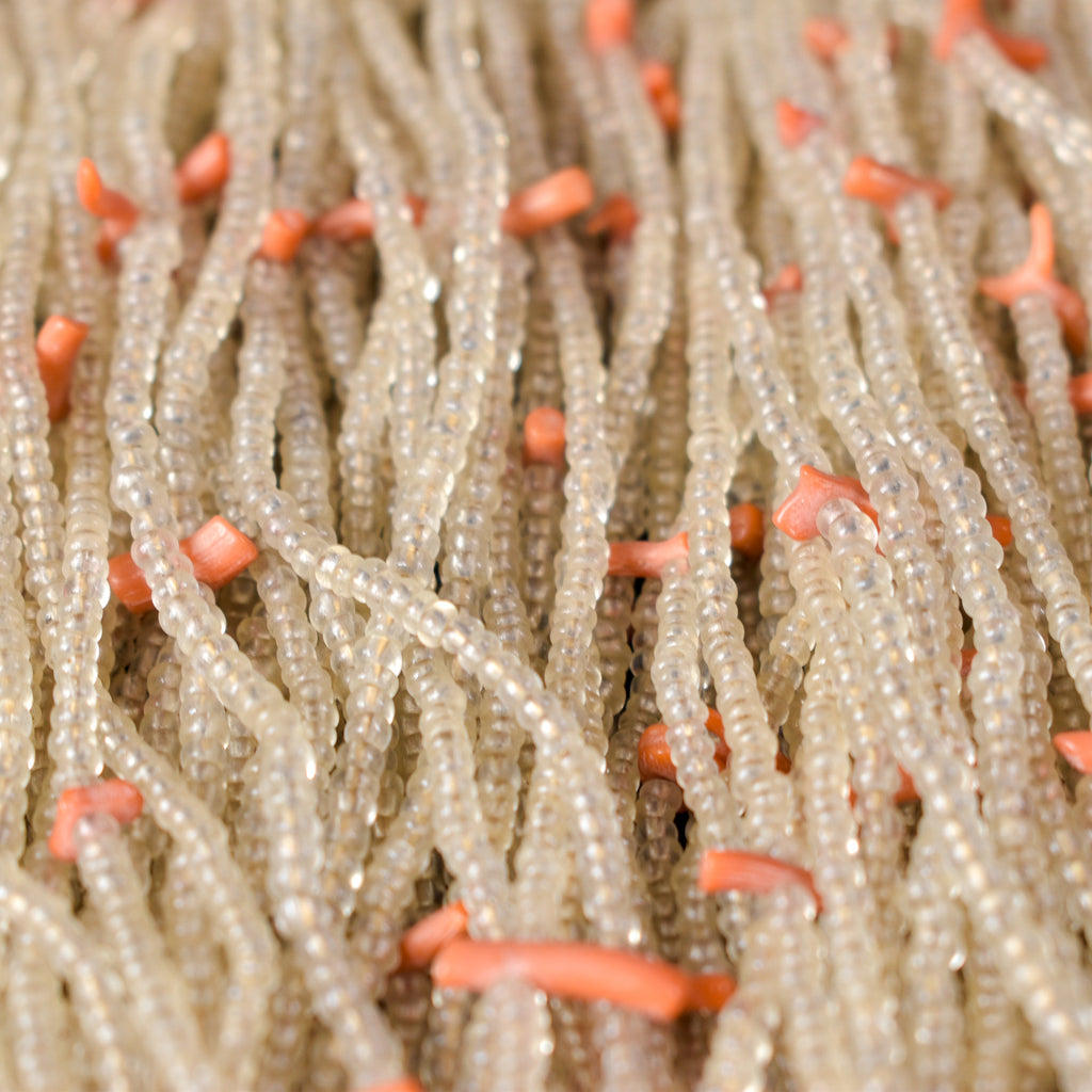 Baule Tamba Clear and Coral Seed Beads Necklace