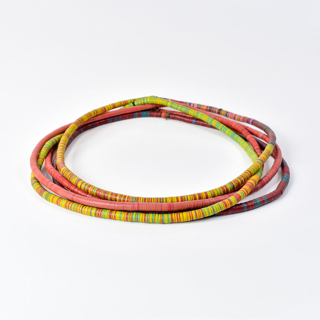 5 Strands Vulcanite "Vinyl" Heishi Mixed Trade Beads 32 Inch