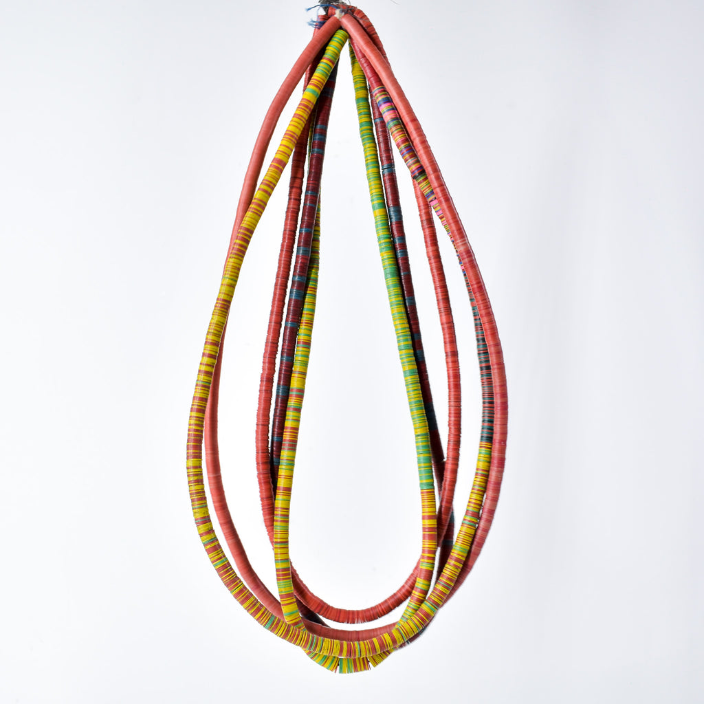 5 Strands Vulcanite "Vinyl" Heishi Mixed Trade Beads 32 Inch
