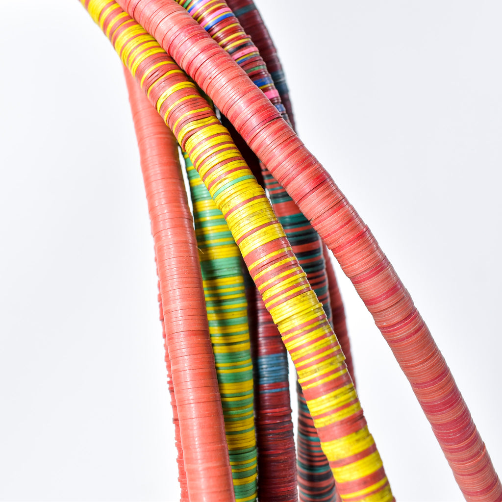 5 Strands Vulcanite "Vinyl" Heishi Mixed Trade Beads 32 Inch