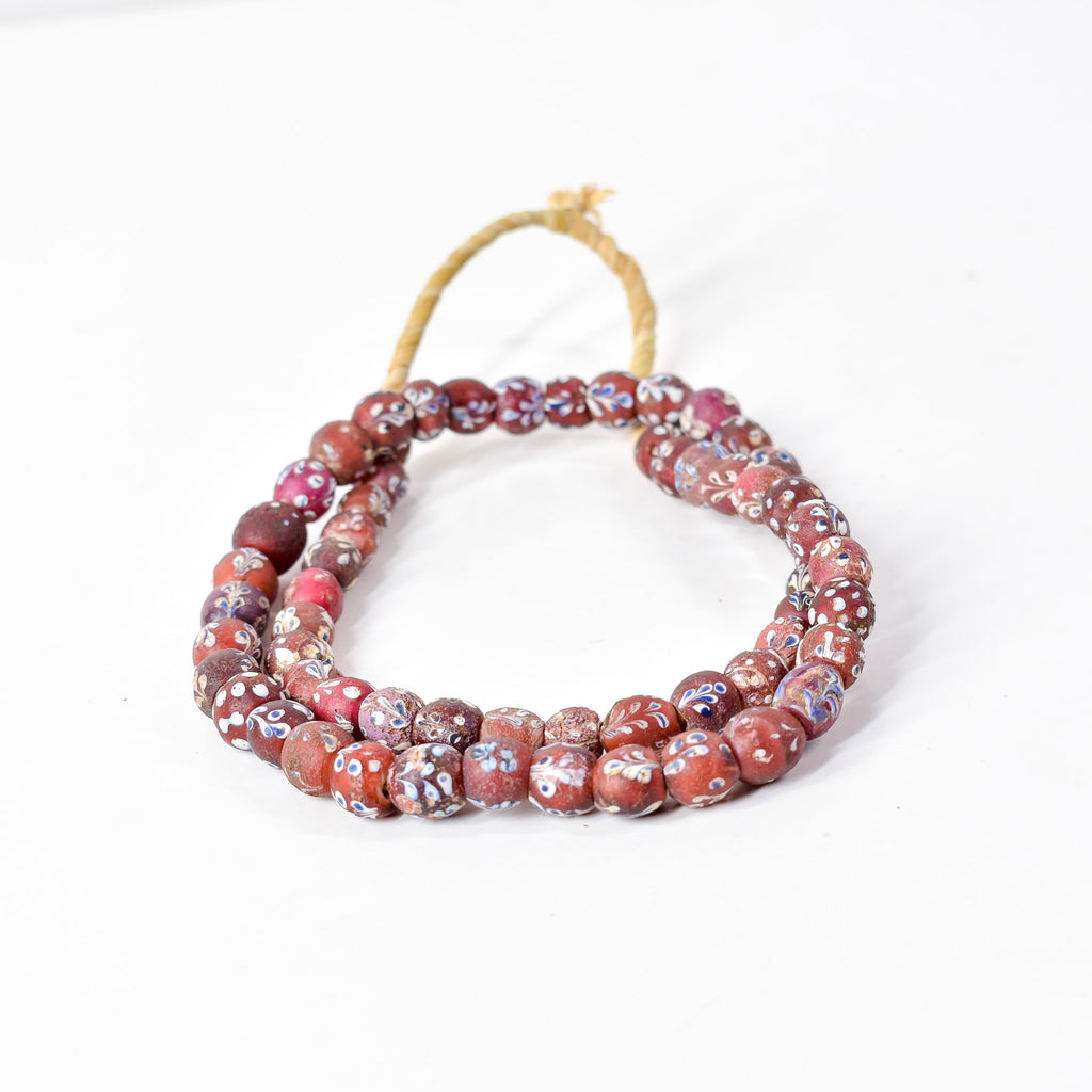 Mixed Whiteheart Skunk Floral Dot Venetian Red Trade Beads