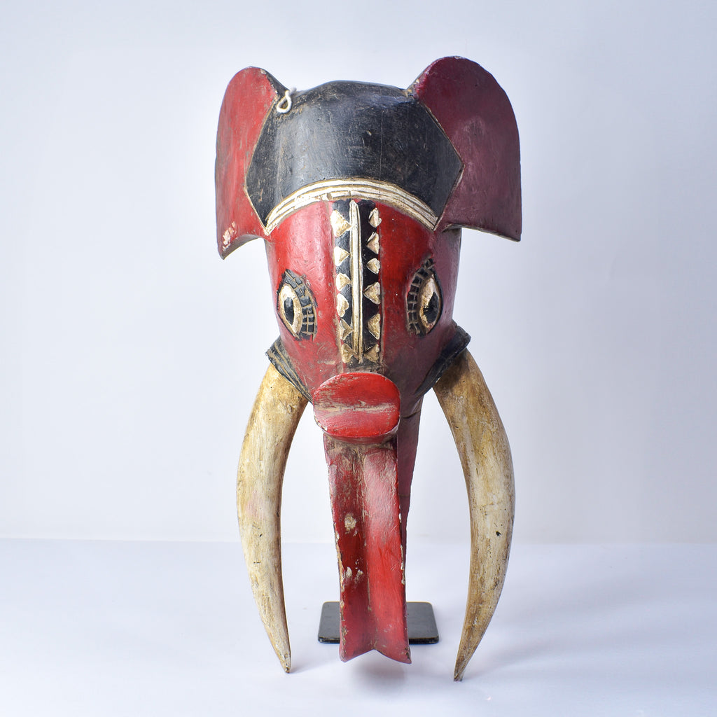 Baule Red Elephant Mask Cote D'Ivoire