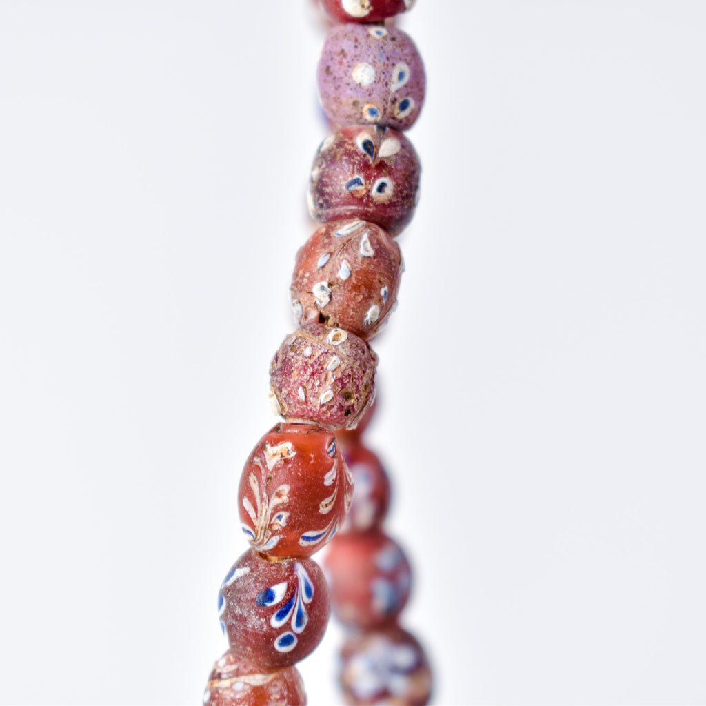Mixed Whiteheart Skunk Floral Dot Venetian Red Trade Beads