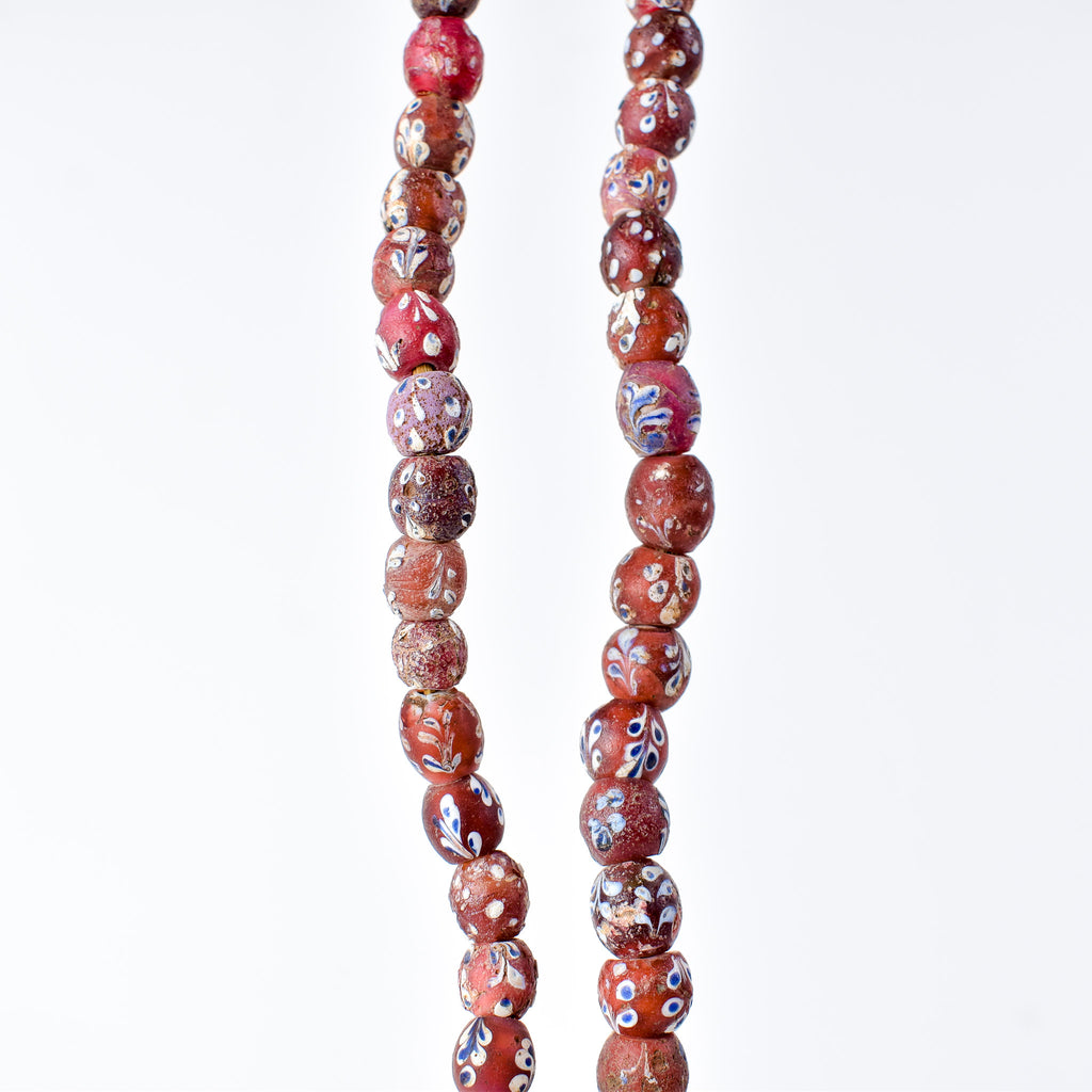 Mixed Whiteheart Skunk Floral Dot Venetian Red Trade Beads