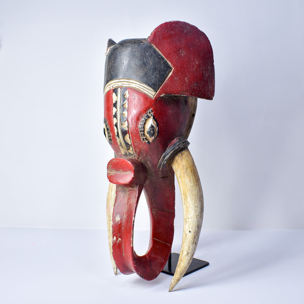 Baule Red Elephant Mask Cote D'Ivoire