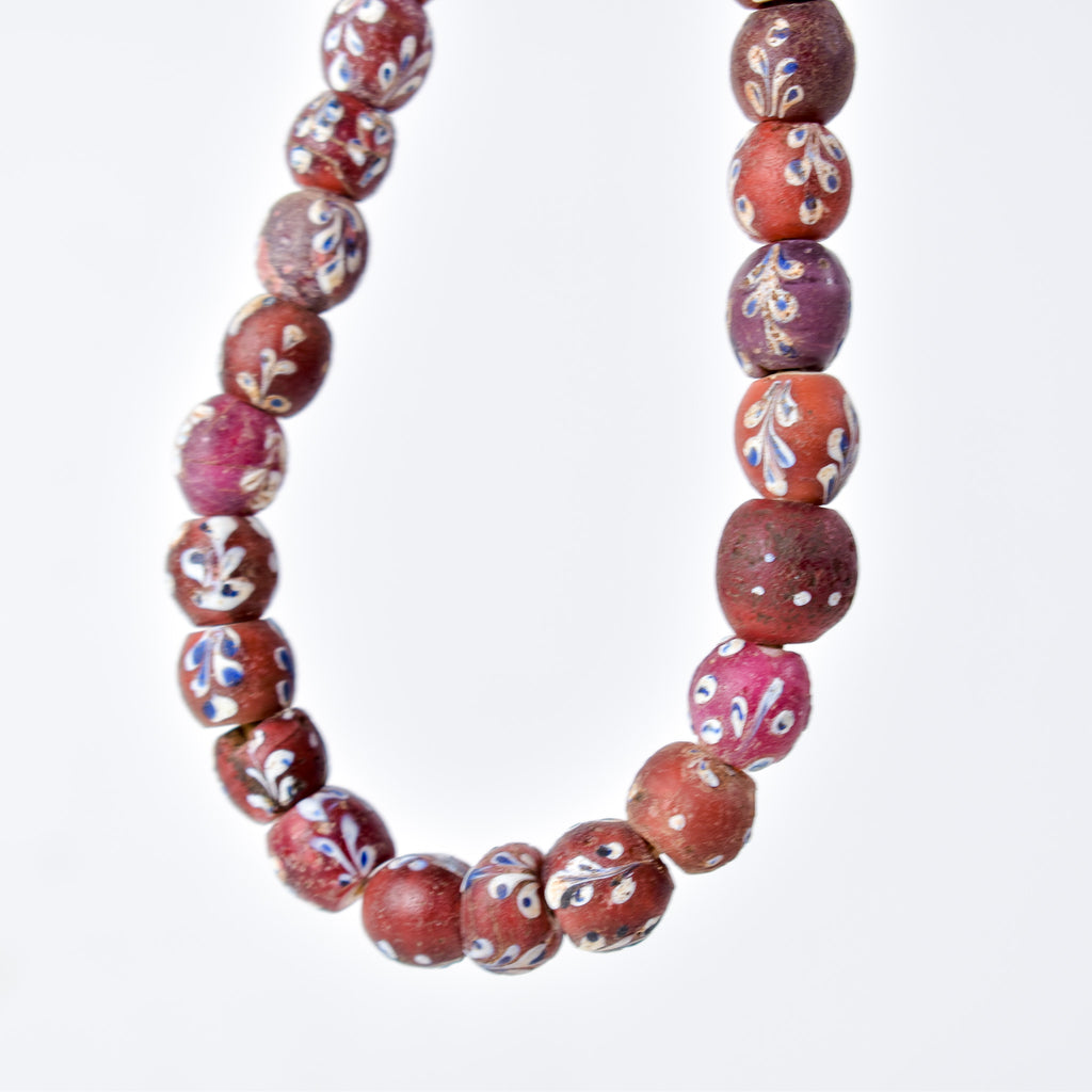 Mixed Whiteheart Skunk Floral Dot Venetian Red Trade Beads
