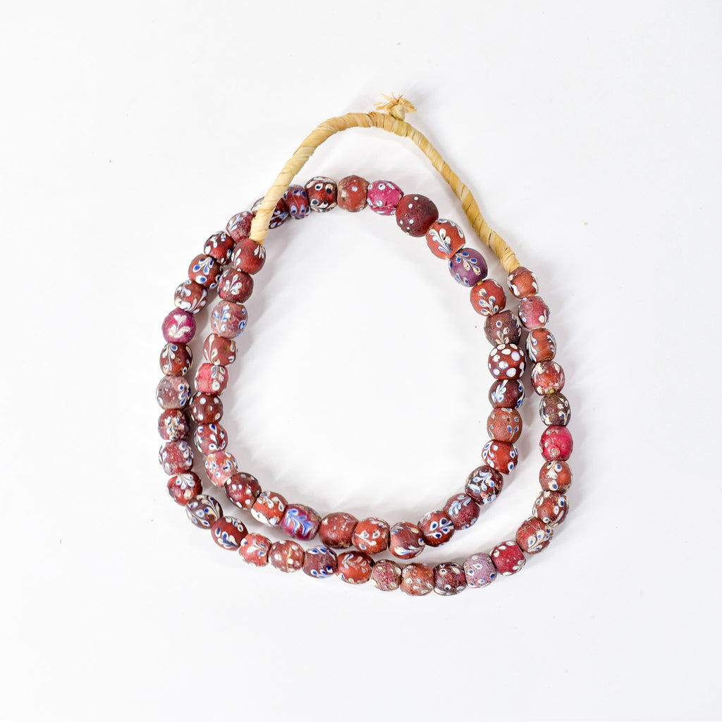 Mixed Whiteheart Skunk Floral Dot Venetian Red Trade Beads