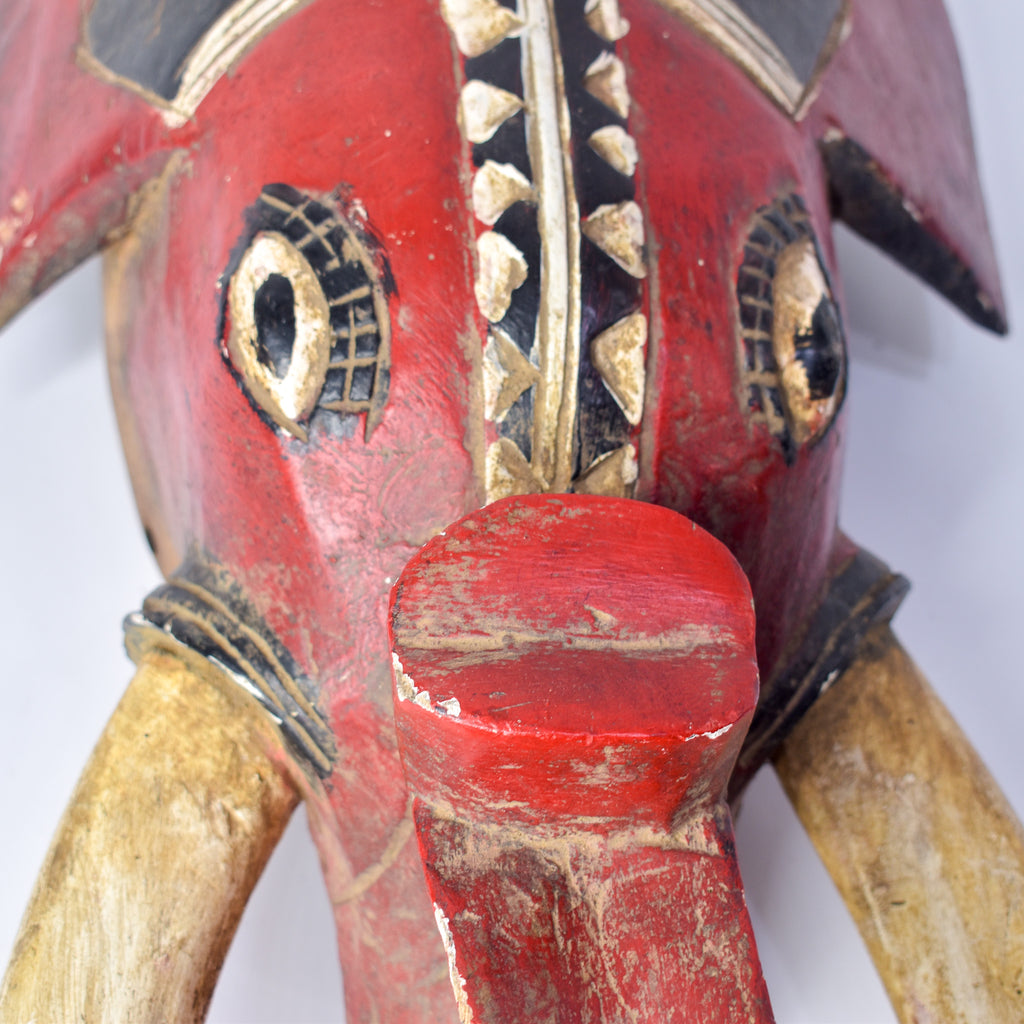 Baule Red Elephant Mask Cote D'Ivoire