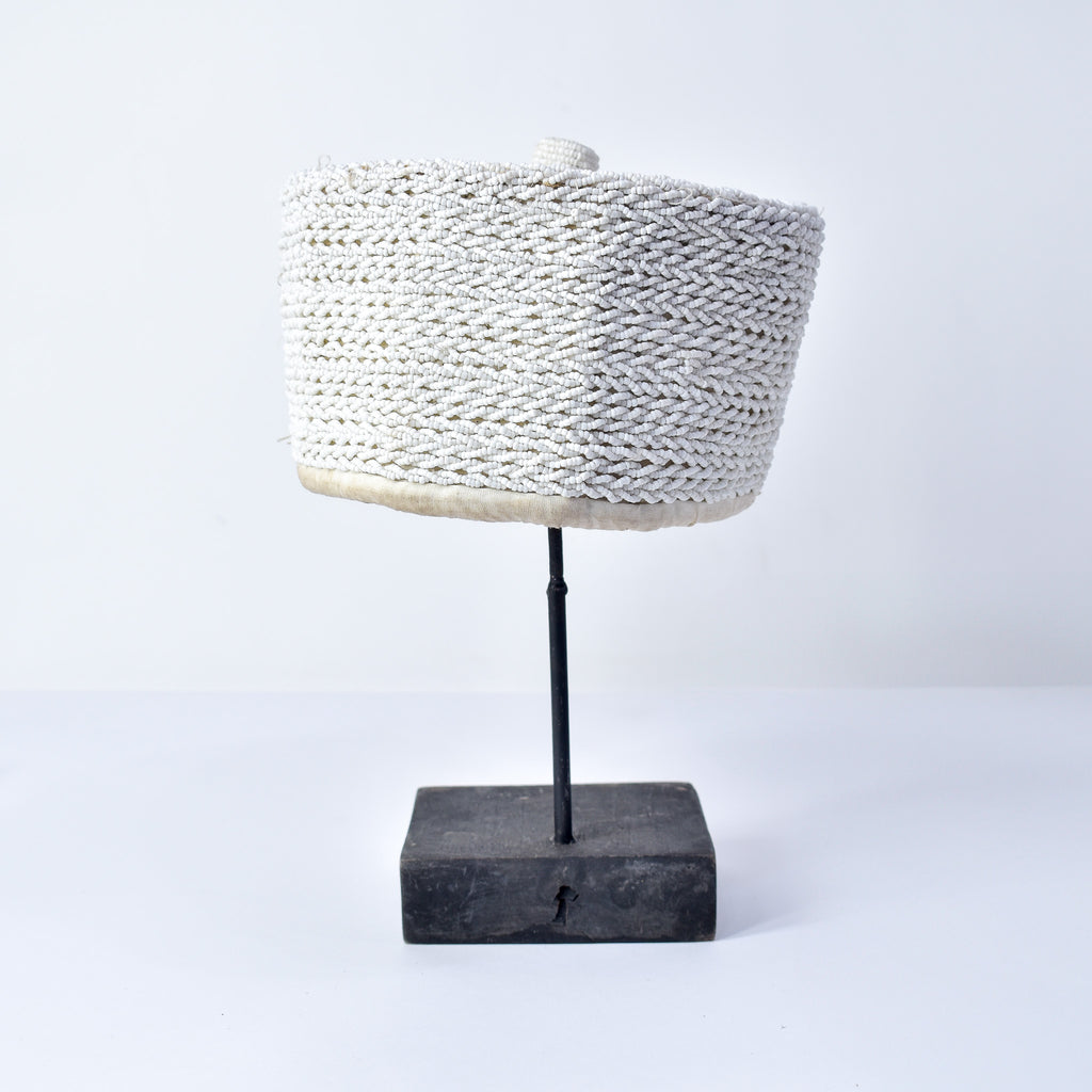Yoruba White Beaded Hat Nigeria