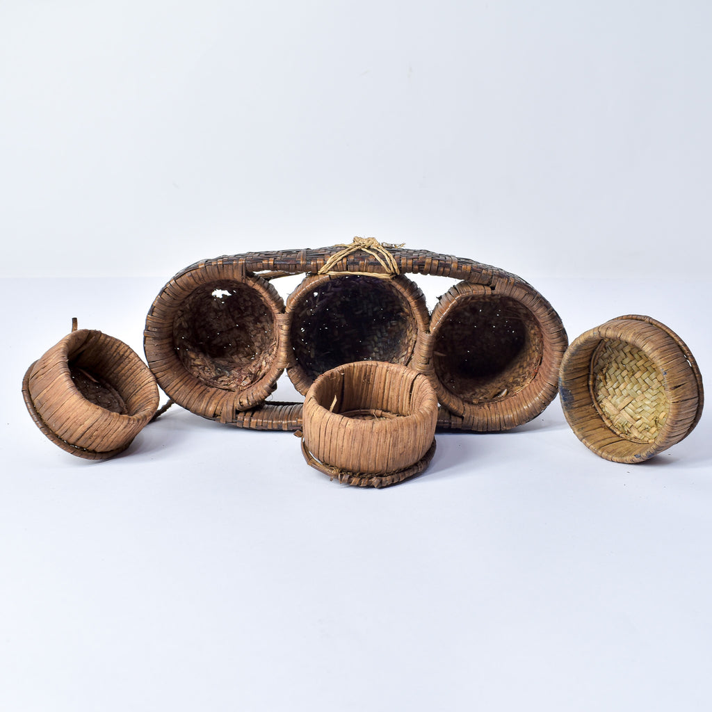 Very Rare Kuba Triple Lidded Basket Congo