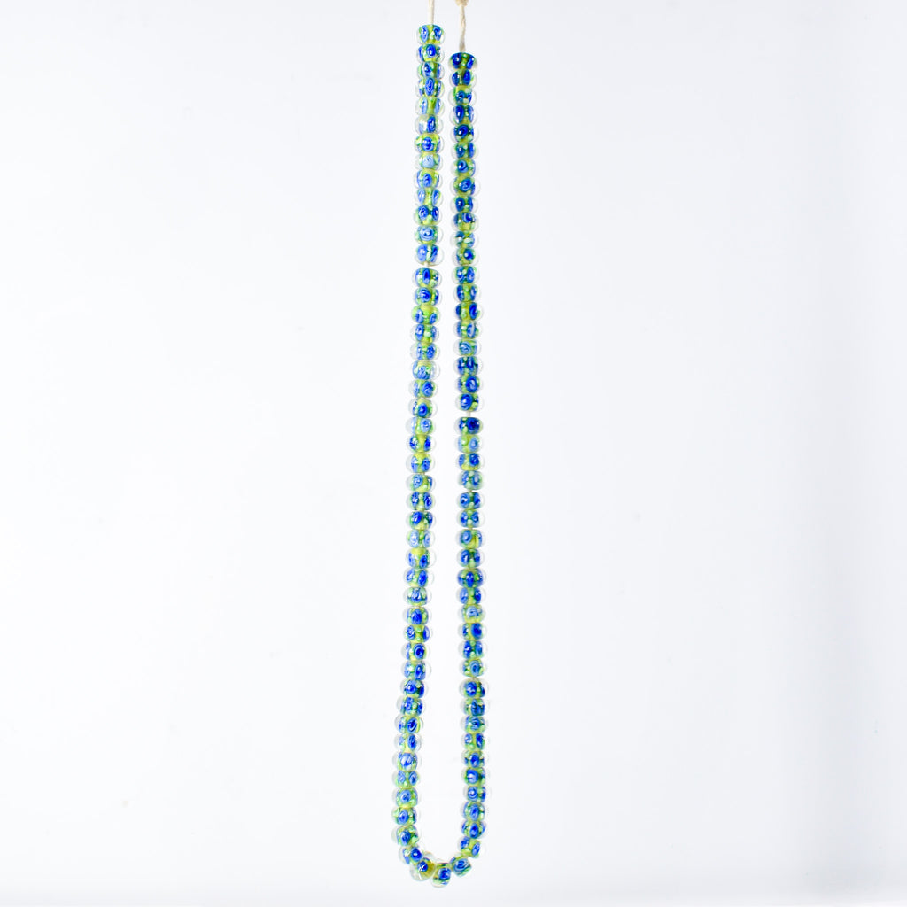 Bohemian Clear Blue Green Middle Trade Beads Czech 32 Inch