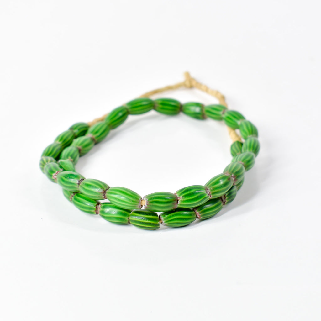 Venetian Watermelon Chevron Green Trade Beads