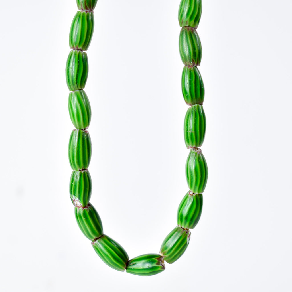 Venetian Watermelon Chevron Green Trade Beads