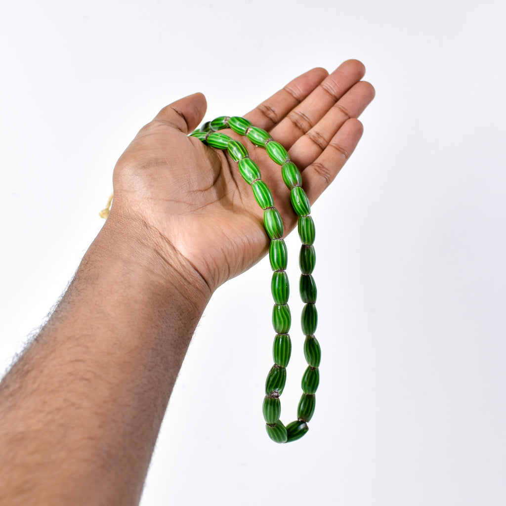 Venetian Watermelon Chevron Green Trade Beads