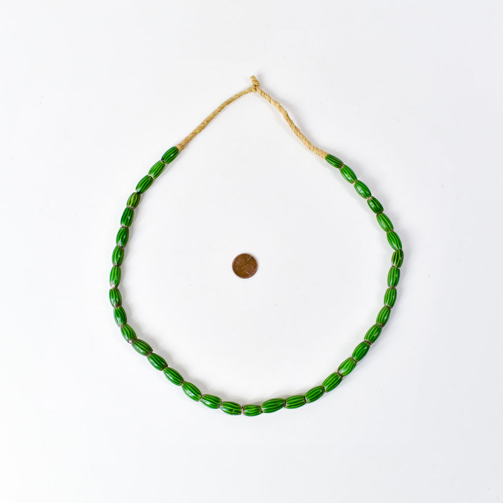 Venetian Watermelon Chevron Green Trade Beads