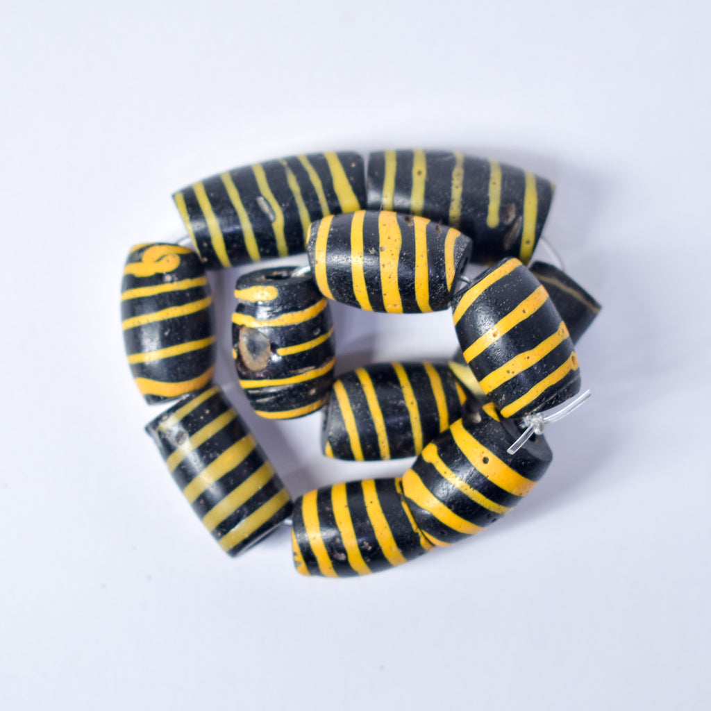 11 Bumblebee Venetian Trade Beads