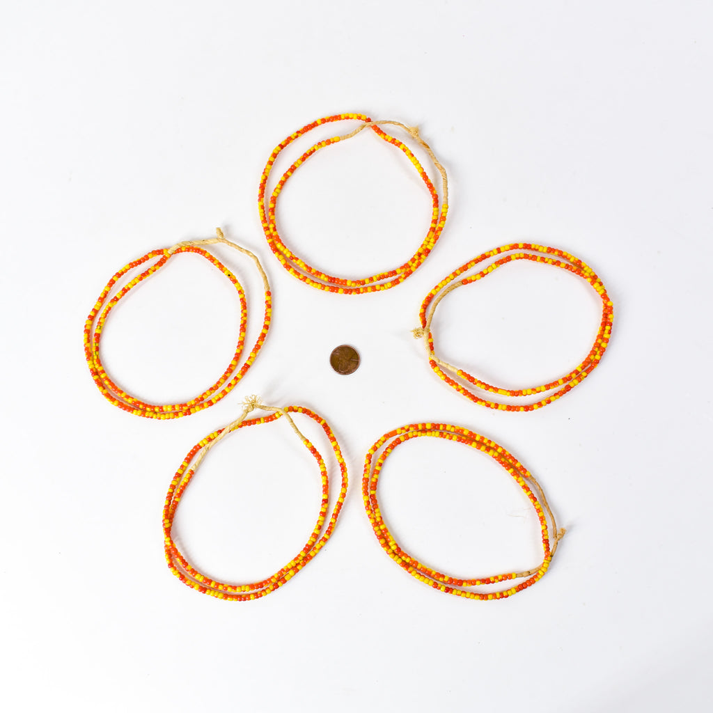 5 Strands Orange Yellow Trade Bead Grab Bag