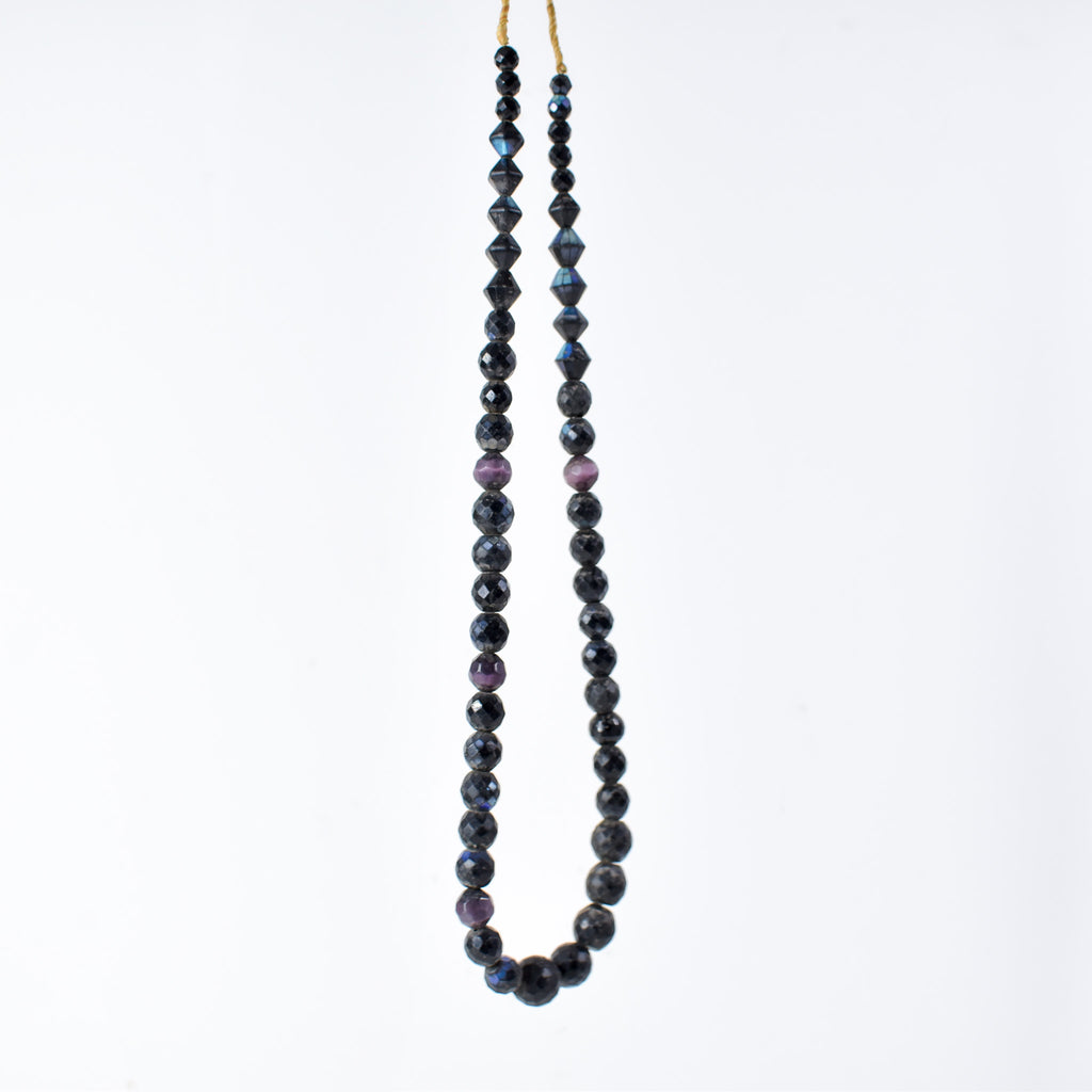 Iridescent Faceted Graduated Bohemian Black Trade Beads