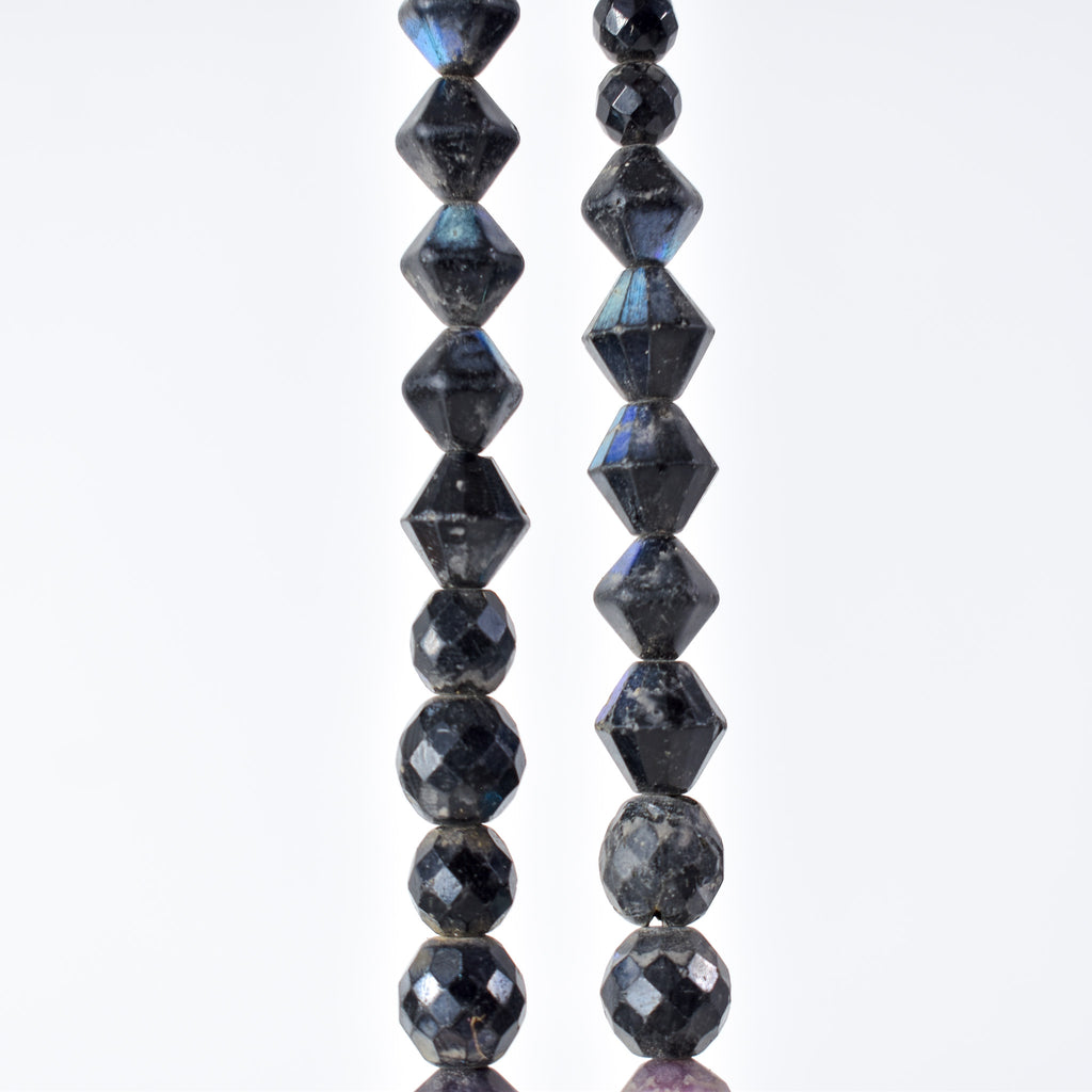 Iridescent Faceted Graduated Bohemian Black Trade Beads
