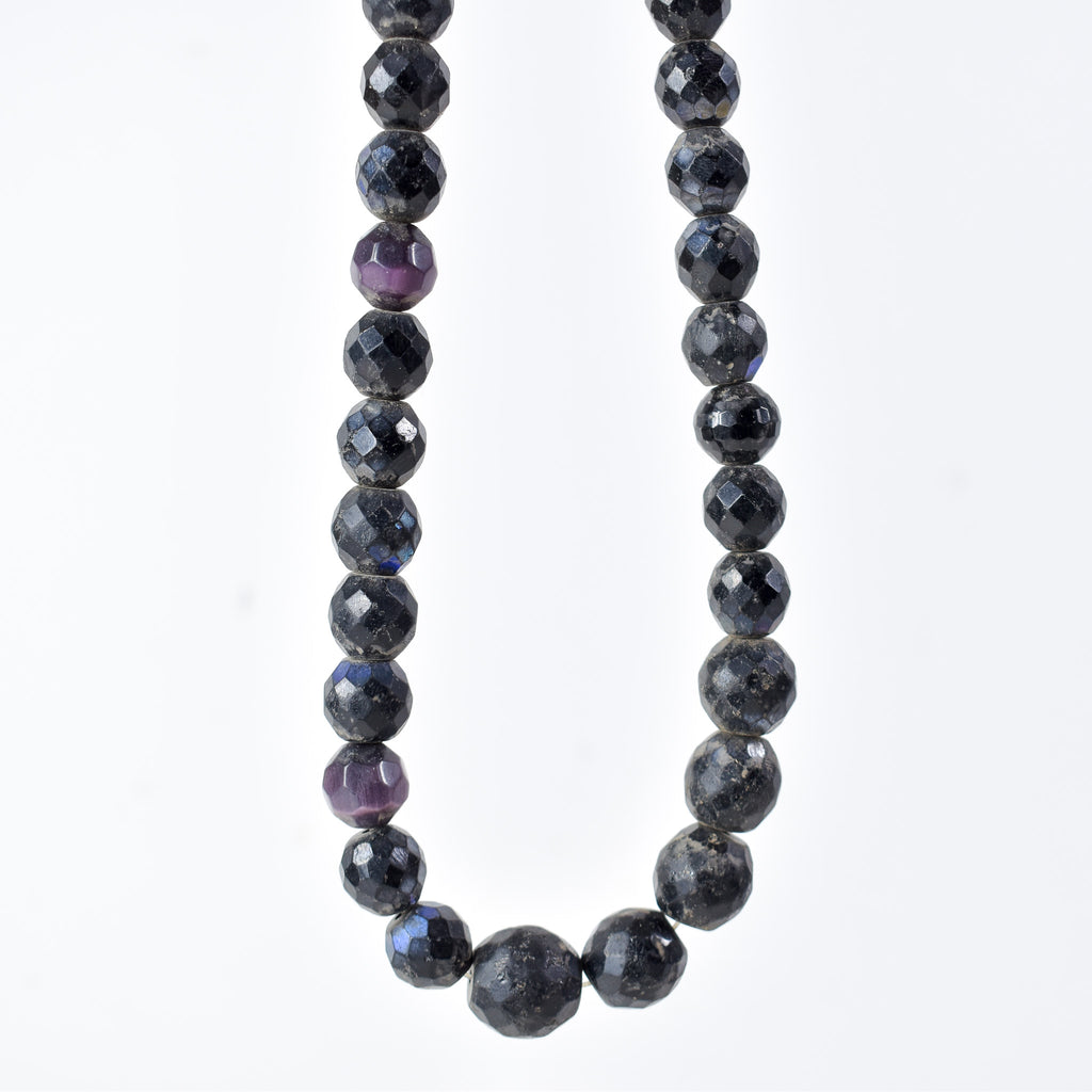 Iridescent Faceted Graduated Bohemian Black Trade Beads