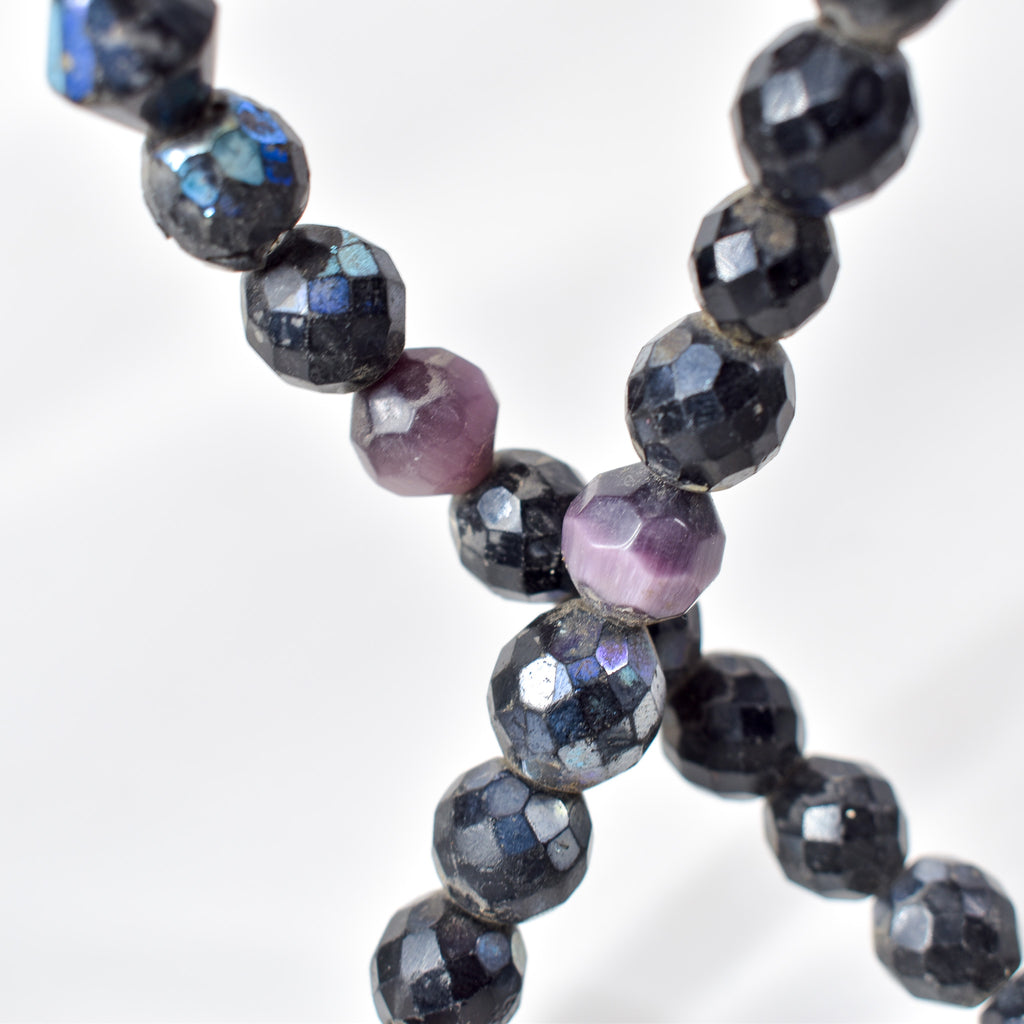 Iridescent Faceted Graduated Bohemian Black Trade Beads