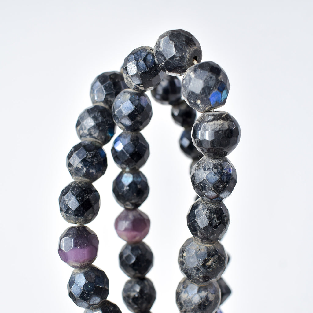 Iridescent Faceted Graduated Bohemian Black Trade Beads