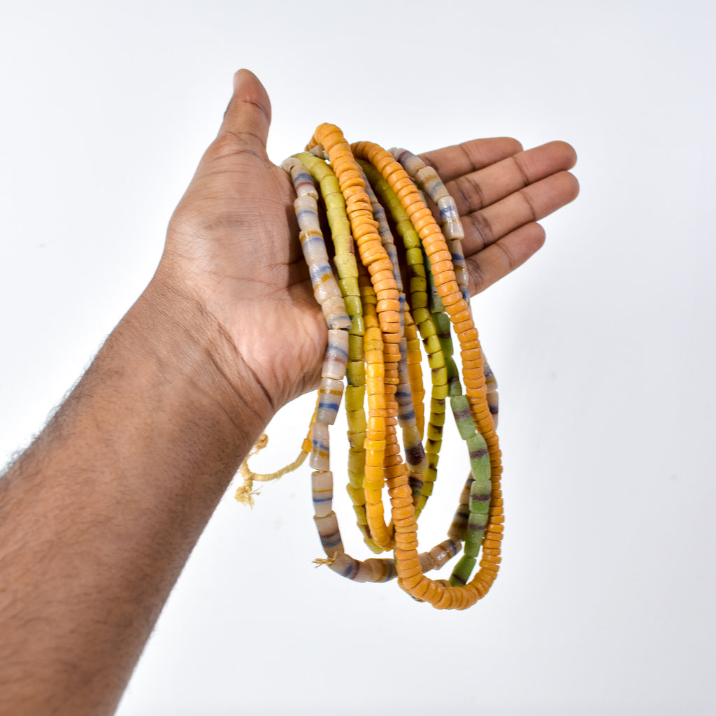 5 Strands Krobo "Recycled" Powder Glass Trade Beads