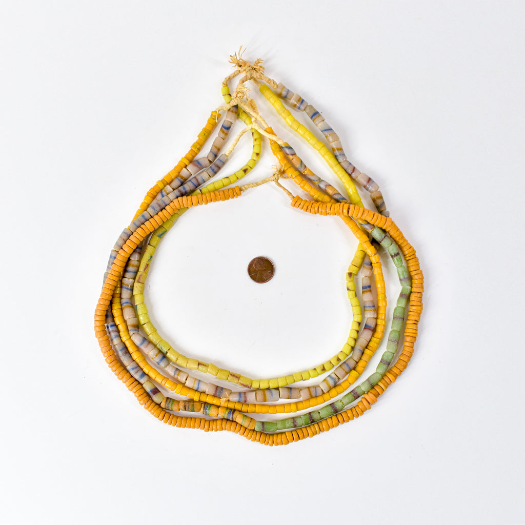 5 Strands Krobo "Recycled" Powder Glass Trade Beads