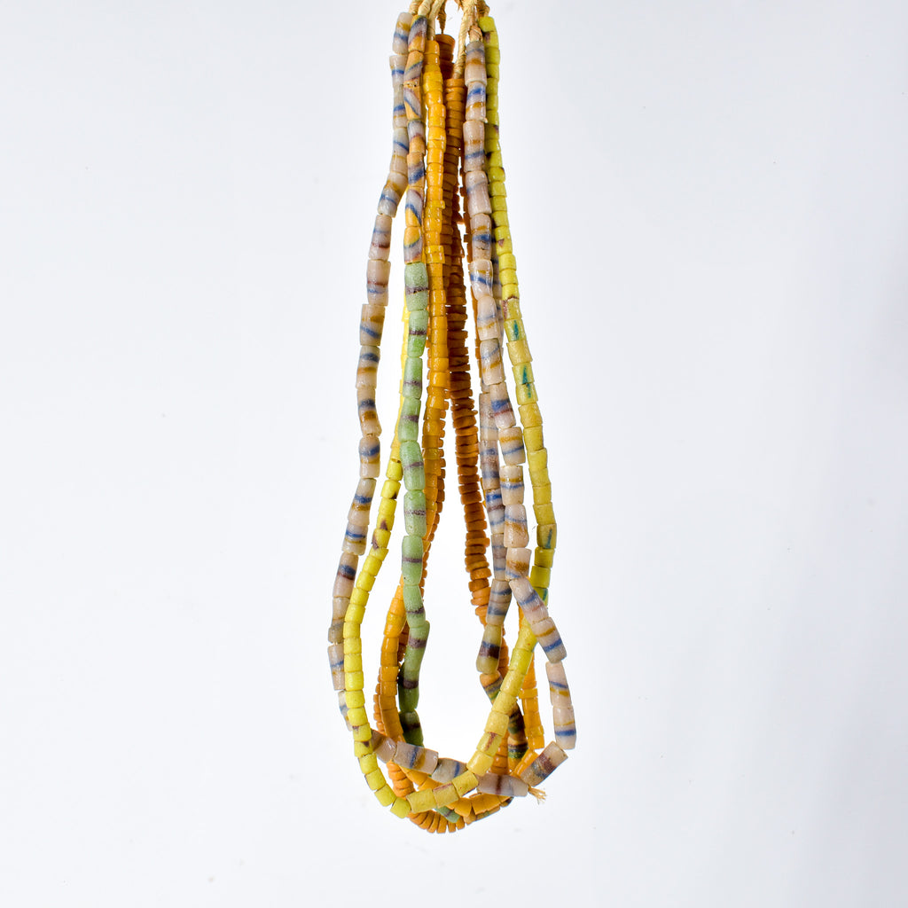 5 Strands Krobo "Recycled" Powder Glass Trade Beads