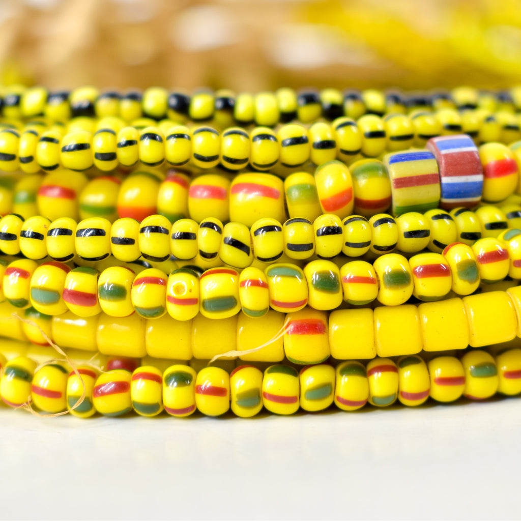 15 Mixed Tile and Seed Yellow Trade Bead Grab Bag