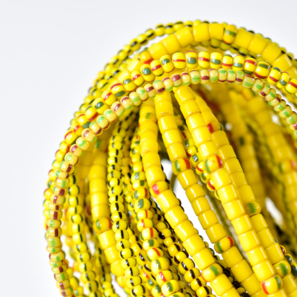 15 Mixed Tile and Seed Yellow Trade Bead Grab Bag