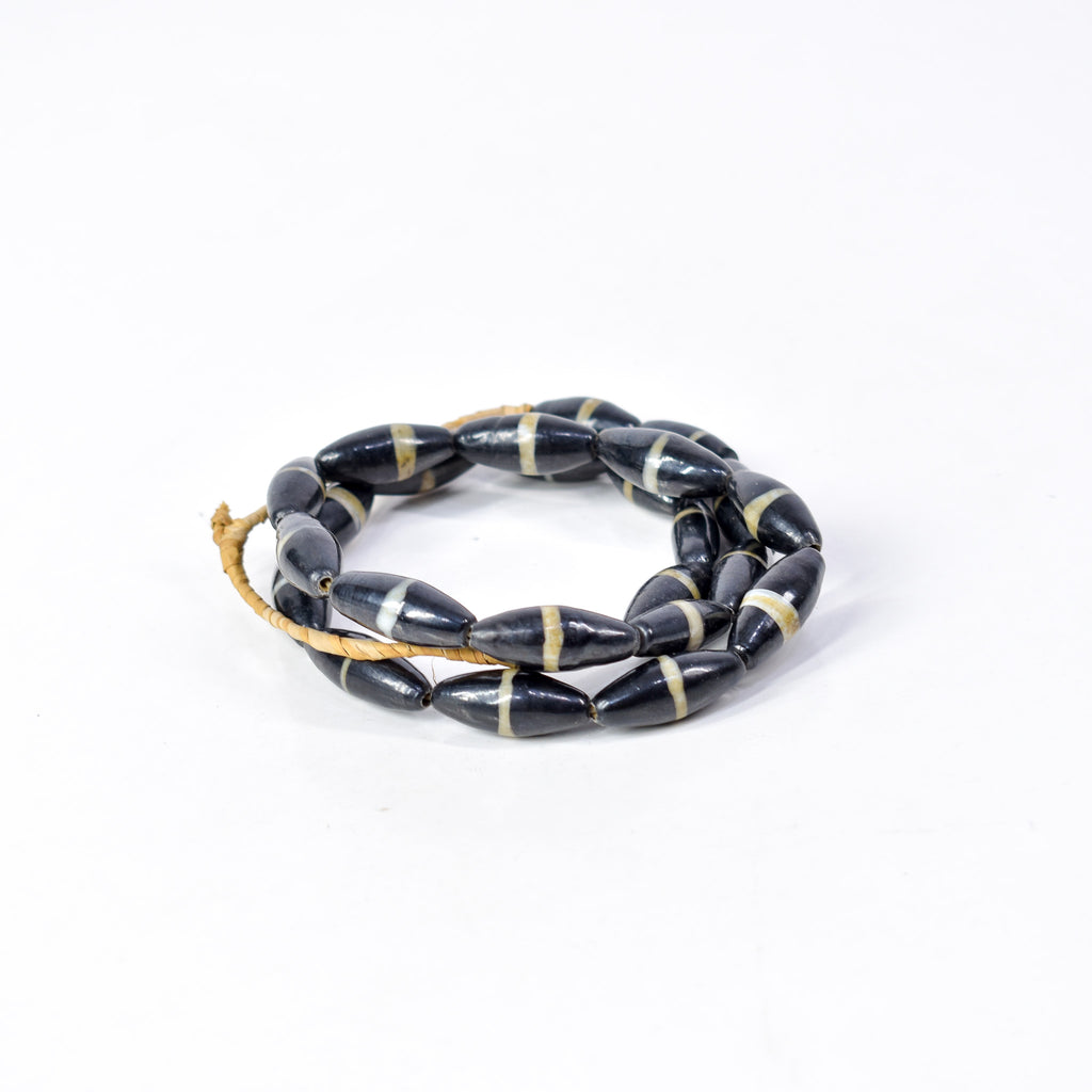 Mock Agate Striped Black Trade Beads Bohemian