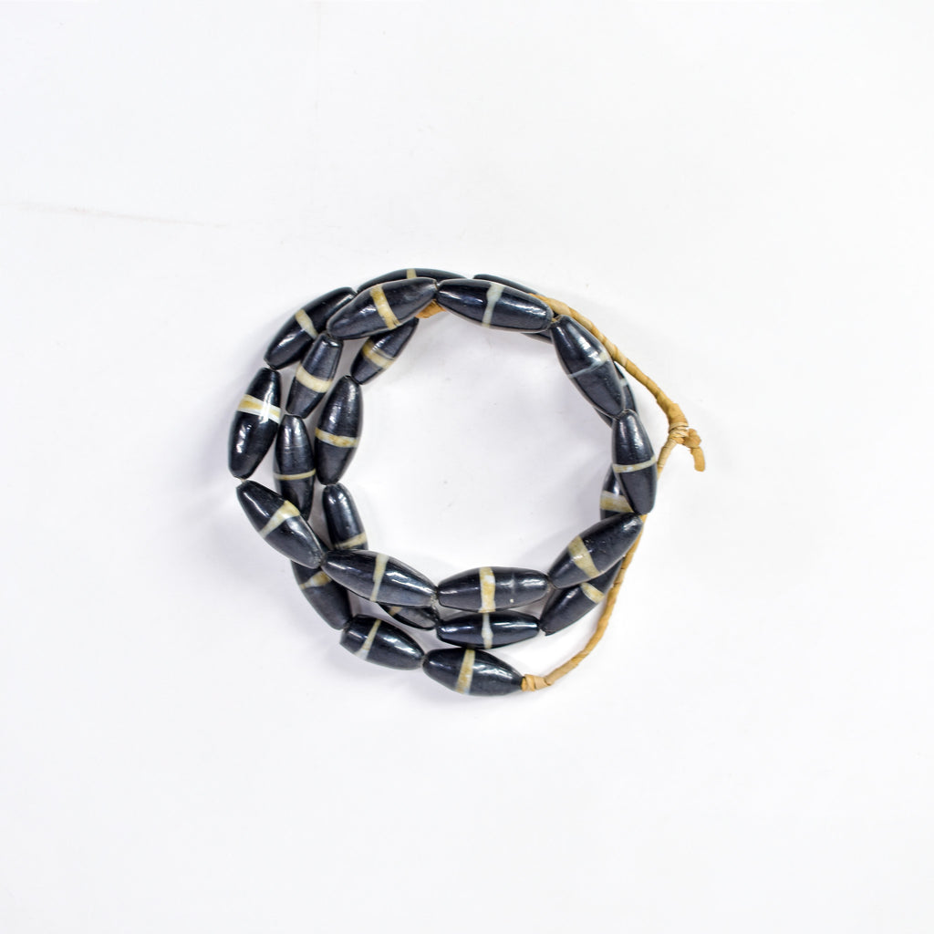 Mock Agate Striped Black Trade Beads Bohemian