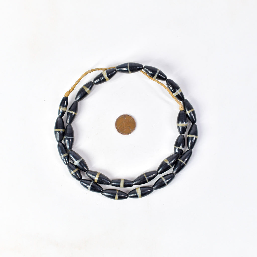 Mock Agate Striped Black Trade Beads Bohemian