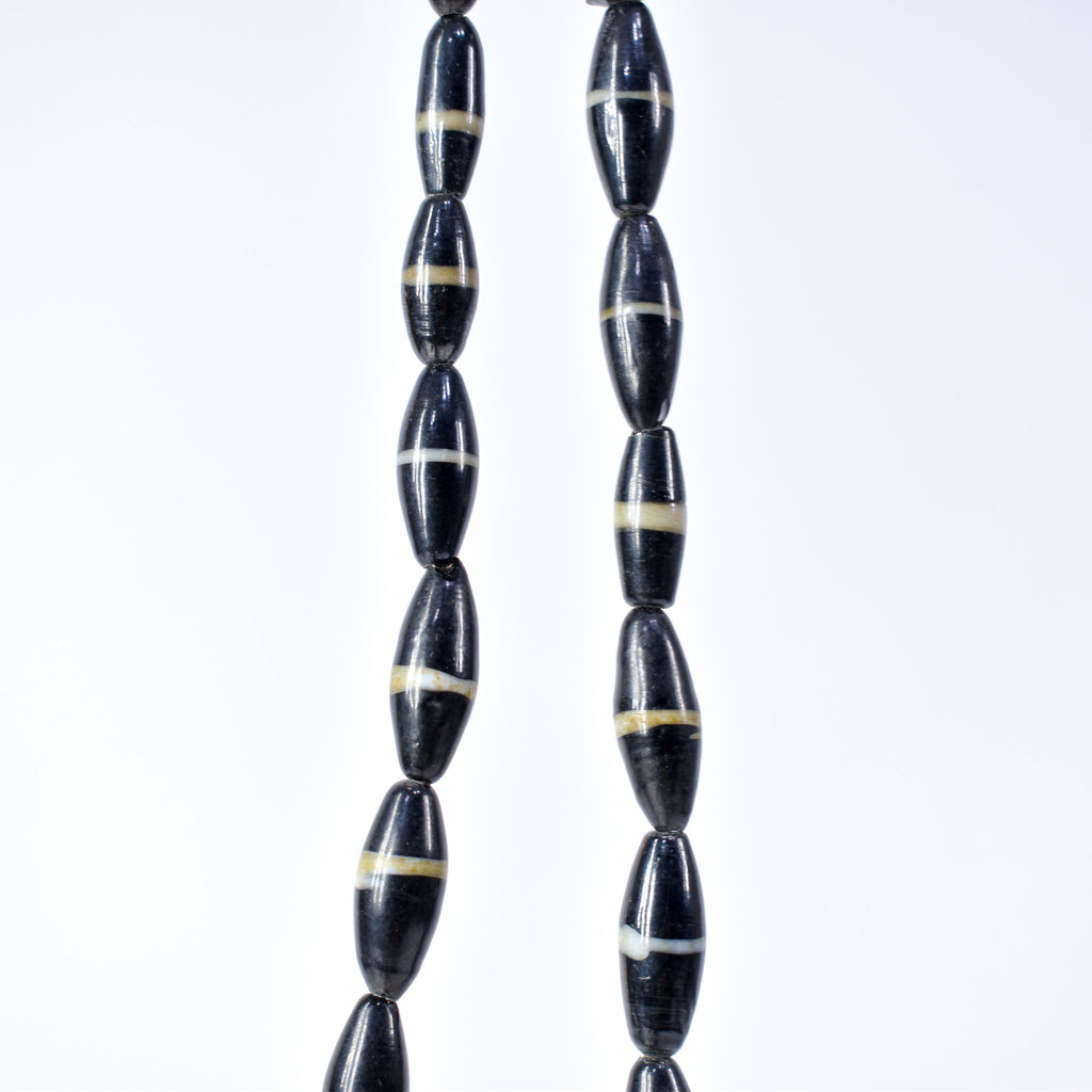 Mock Agate Striped Black Trade Beads Bohemian