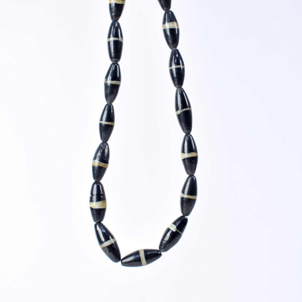 Mock Agate Striped Black Trade Beads Bohemian
