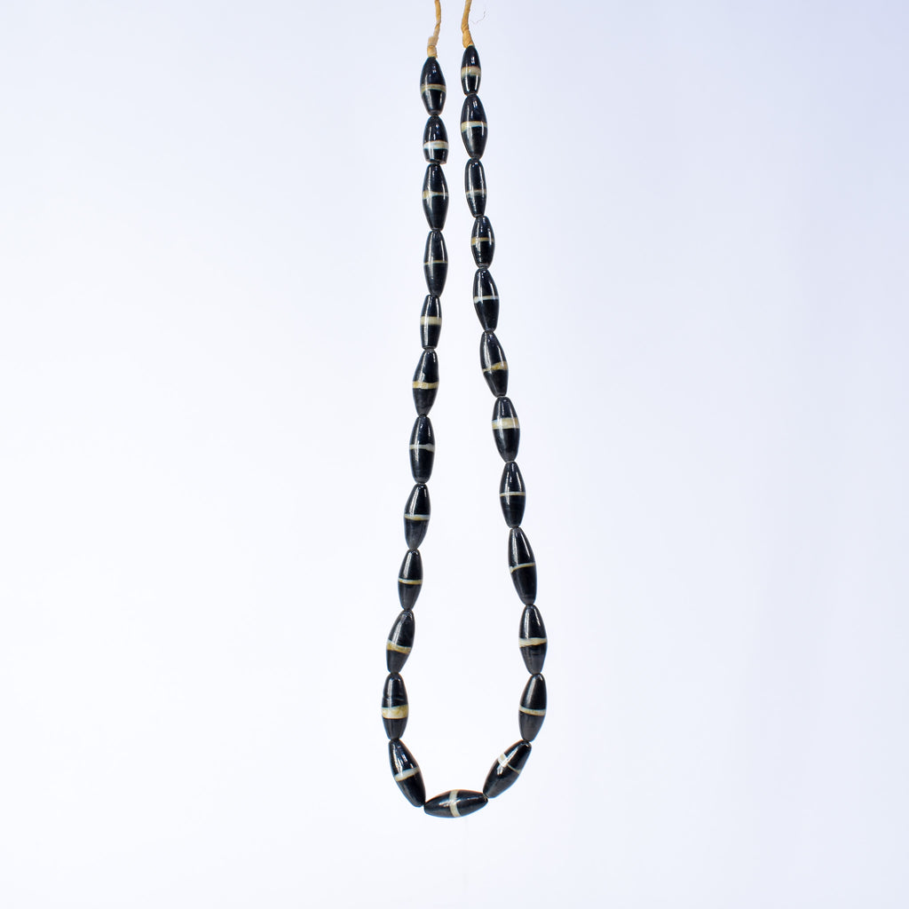 Mock Agate Striped Black Trade Beads Bohemian