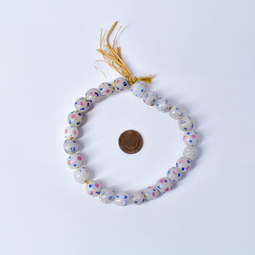 24 Floral Venetian White Trade Beads