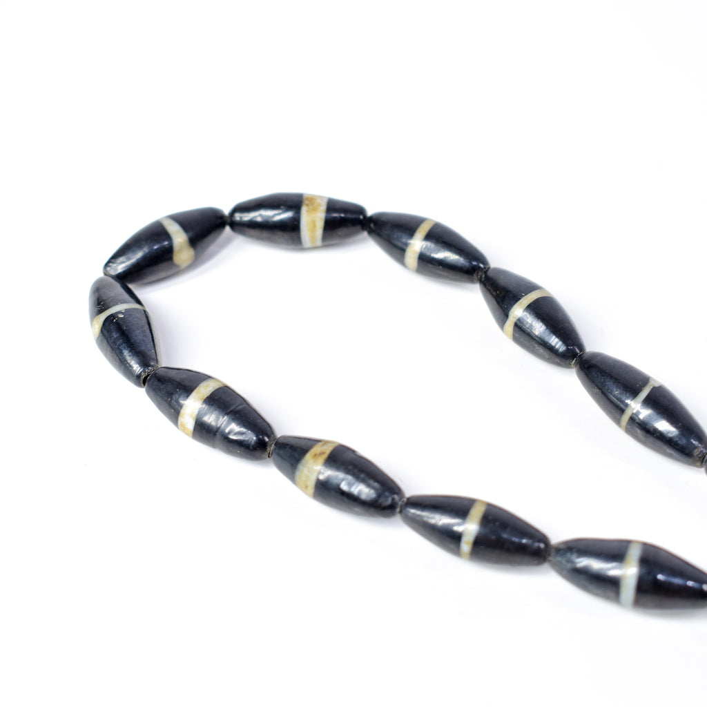 Mock Agate Striped Black Trade Beads Bohemian