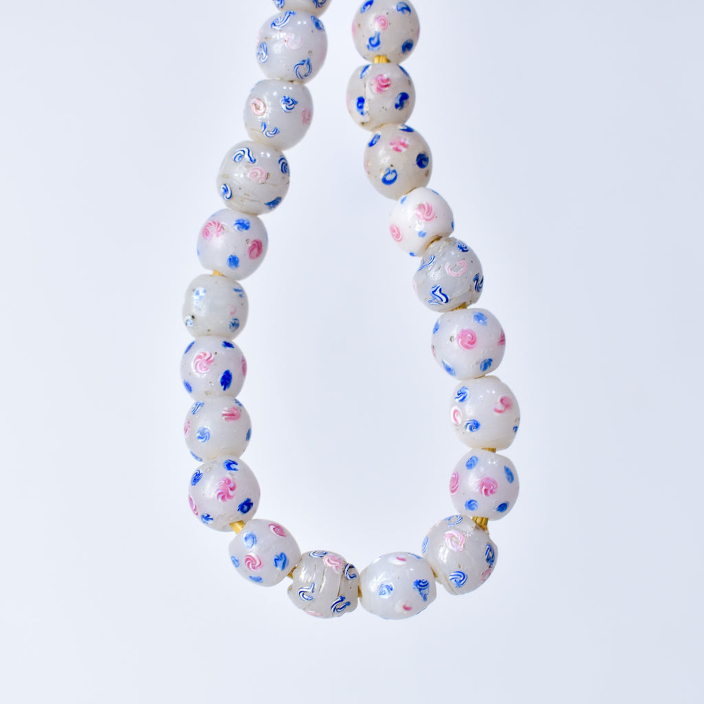 24 Floral Venetian White Trade Beads