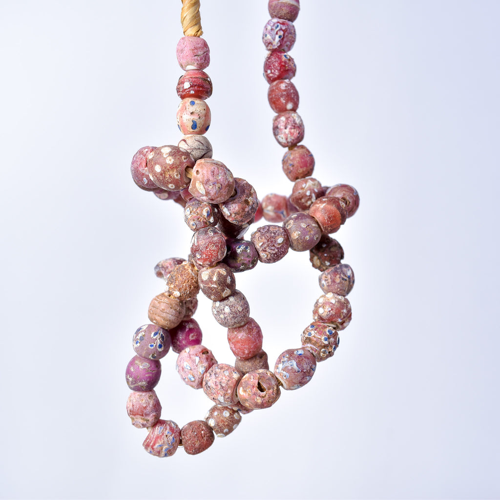 Mixed Whiteheart Skunk Floral Raised Dot Venetian Red Trade Beads